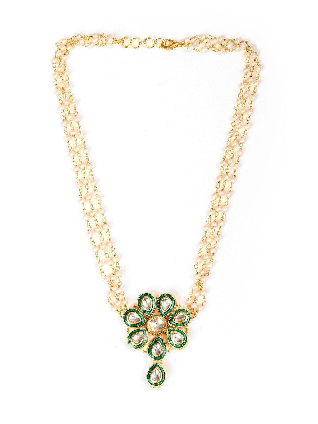Meenakari Kundan Choker in Pearl Strings - Ruby Raang | Grocsy