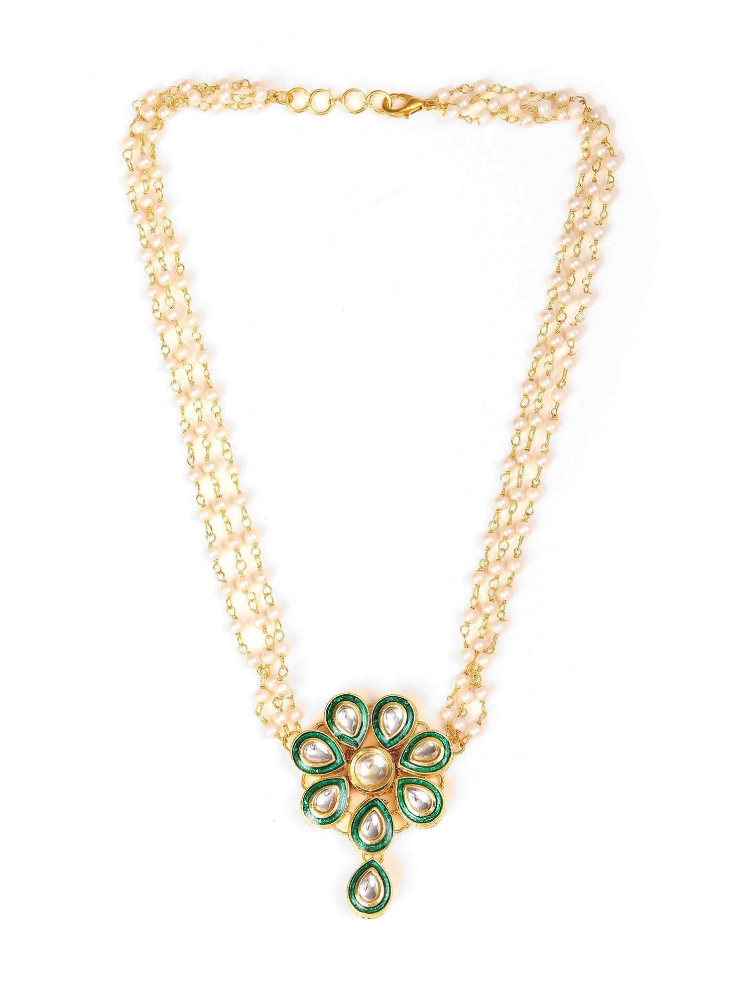 Meenakari Kundan Choker in Pearl Strings - Ruby Raang | Grocsy