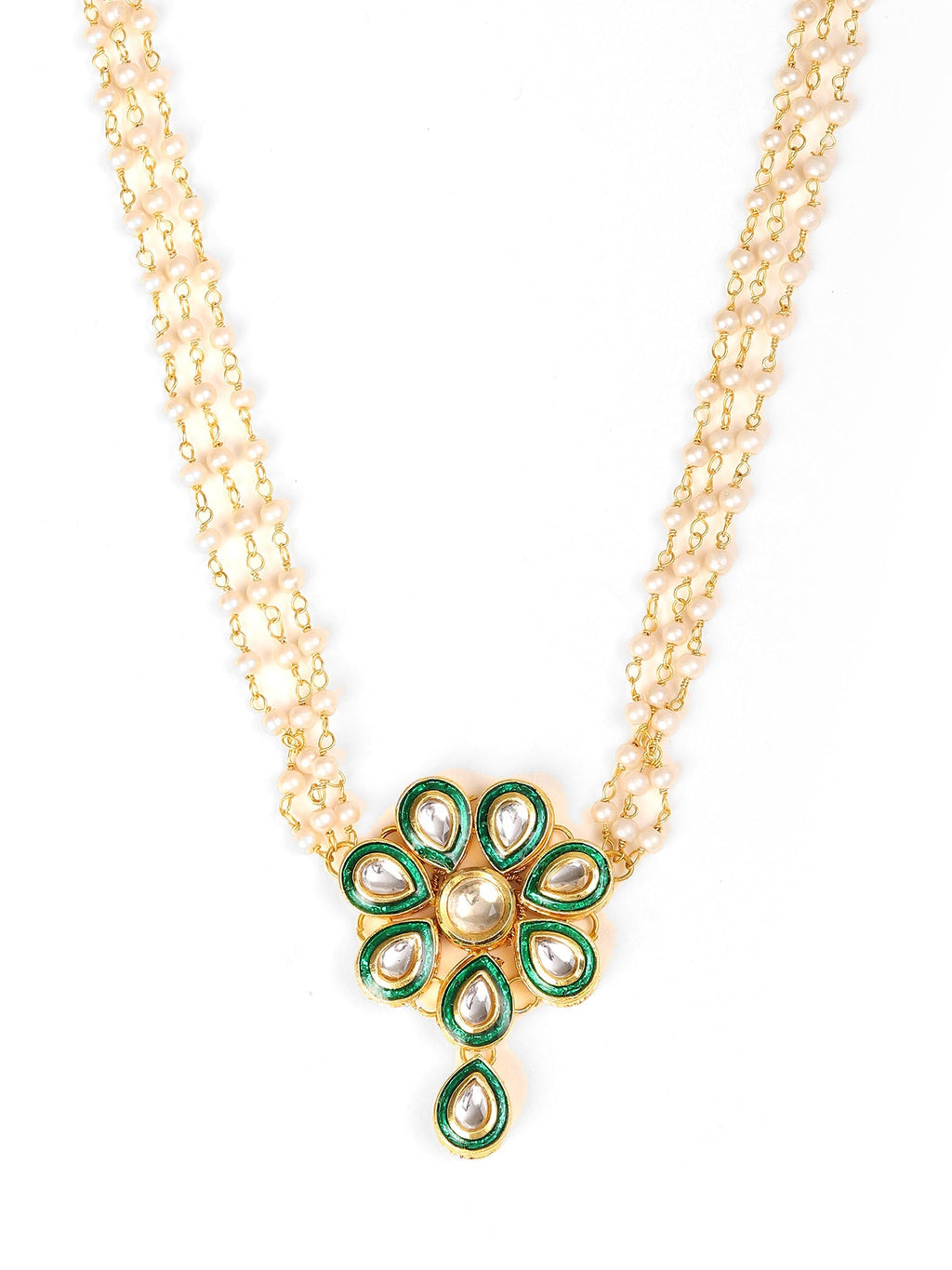 Meenakari Kundan Choker in Pearl Strings - Ruby Raang | Grocsy