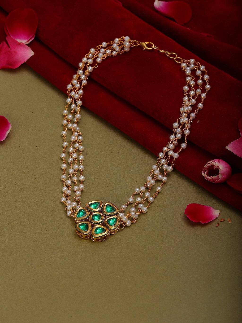 Meenakari Kundan Choker in Pearl Strings - Ruby Raang | Grocsy