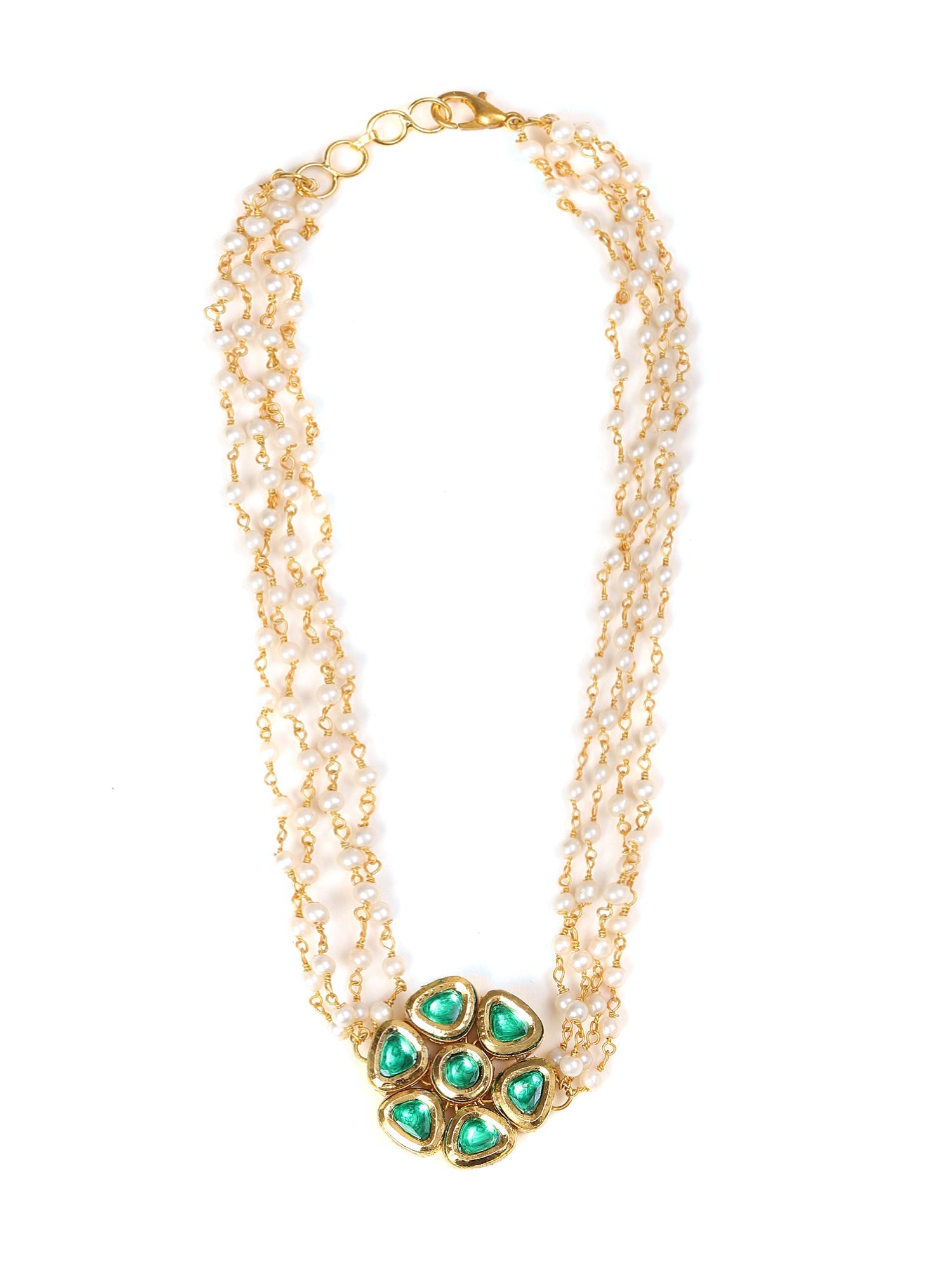 Meenakari Kundan Choker in Pearl Strings - Ruby Raang | Grocsy