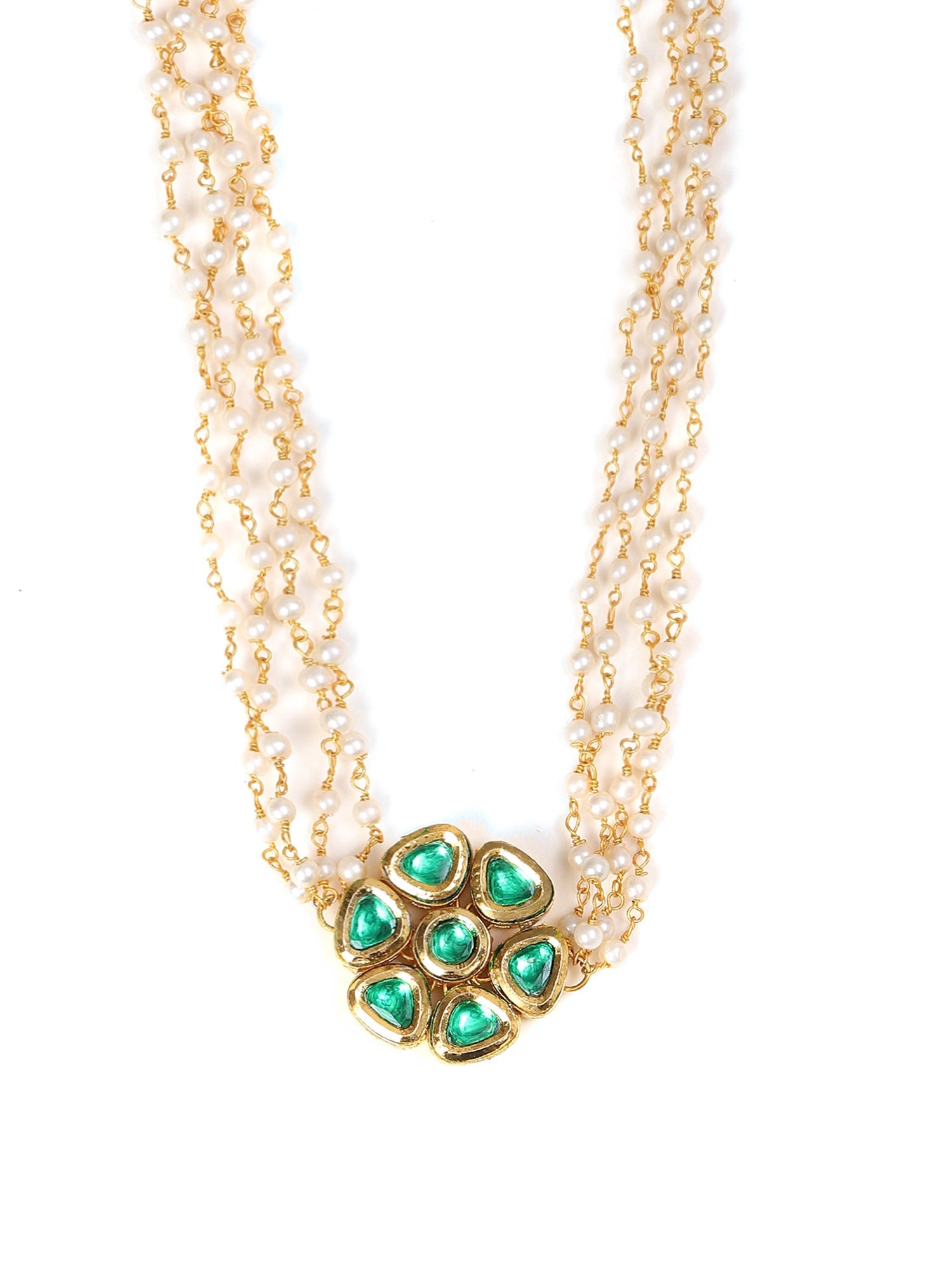 Meenakari Kundan Choker in Pearl Strings - Ruby Raang | Grocsy