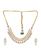 Kundan & Mossainite Necklace with Earrings - Ruby Raang | Grocsy