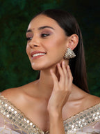 Triangle Dual Tone Kundan Earrings - Ruby Raang | Grocsy