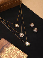 Layered Kundan Neckpiece with Matching Studs - Ruby Raang | Grocsy