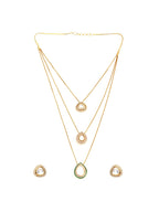 Layered Kundan Neckpiece with Matching Studs - Ruby Raang | Grocsy