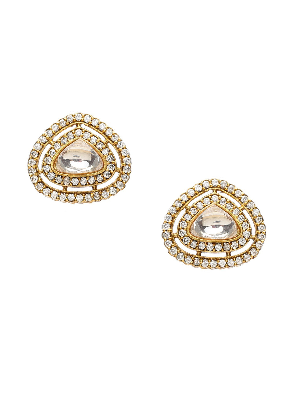 Layered Kundan Neckpiece with Matching Studs - Ruby Raang | Grocsy