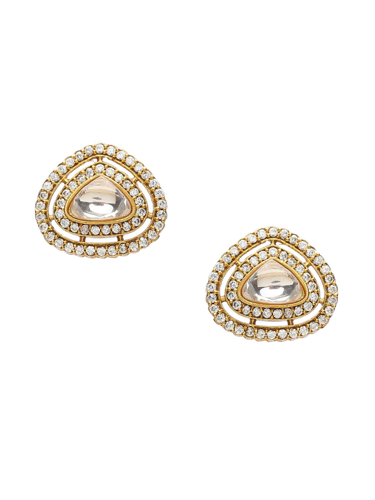 Layered Kundan Neckpiece with Matching Studs - Ruby Raang | Grocsy