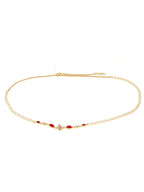 Red Stone & Clear Patchi Kundan in Pearl Kamar Band - Ruby Raang | Grocsy