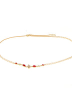 Red Stone & Clear Patchi Kundan in Pearl Kamar Band - Ruby Raang | Grocsy