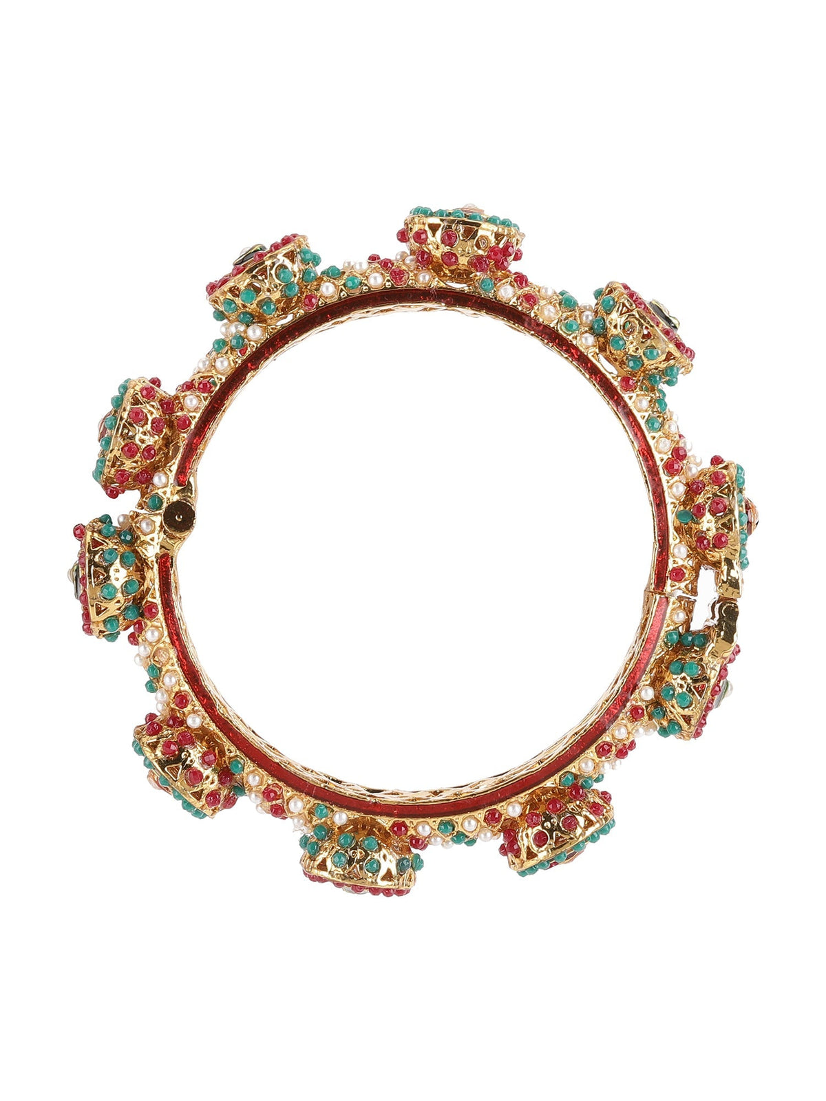 Rajwada Red - Green Hues Handcrafted Heavy Bangles (set of 2) - Ruby Raang | Grocsy