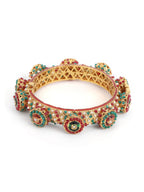Rajwada Red - Green Hues Handcrafted Heavy Bangles (set of 2) - Ruby Raang | Grocsy
