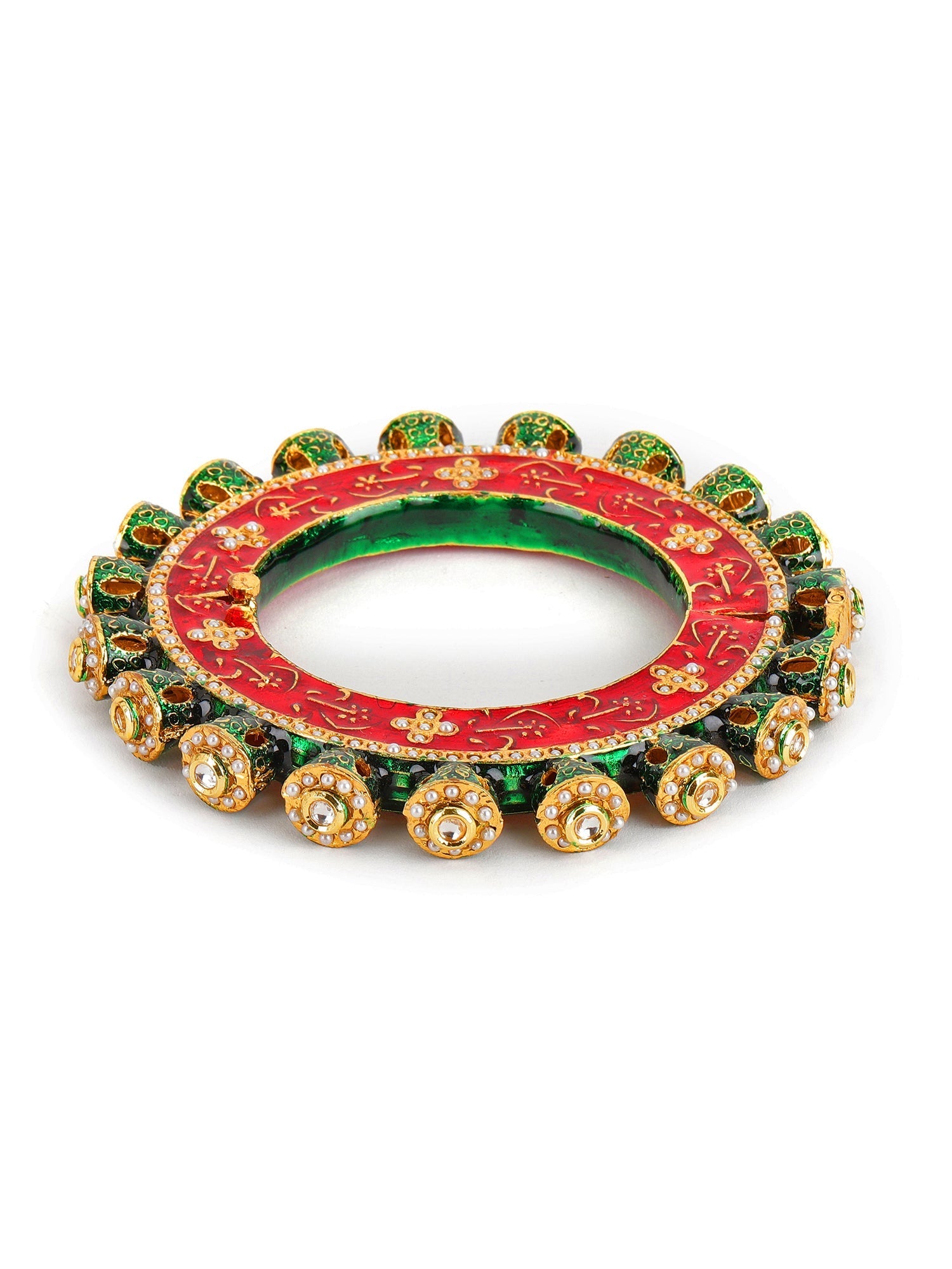 Meenakari Handcrafted Heavy Bangles (set of 2) - Ruby Raang | Grocsy