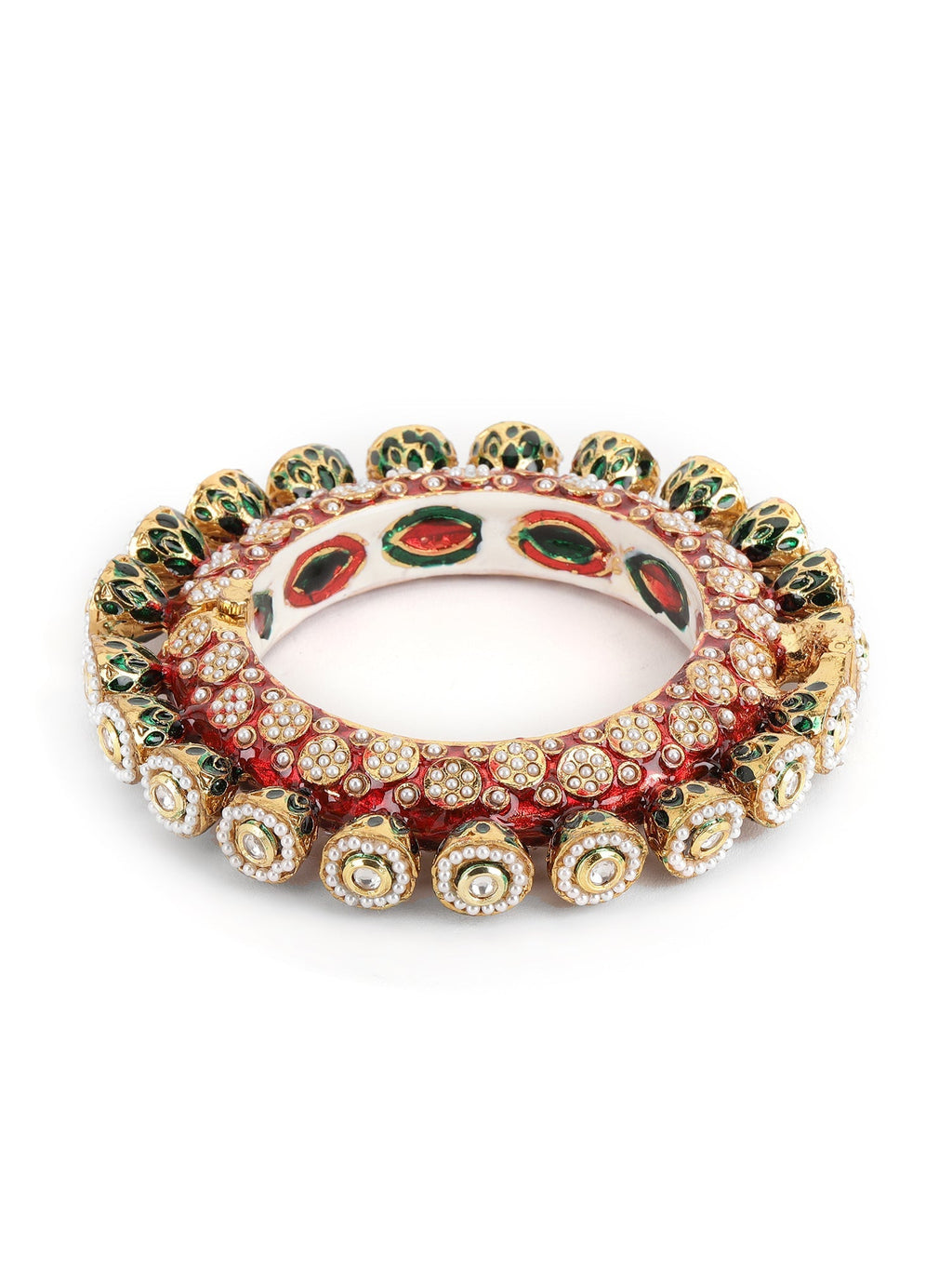 Red Meenakari Handcrafted Heavy Bangles (set of 2) - Ruby Raang | Grocsy