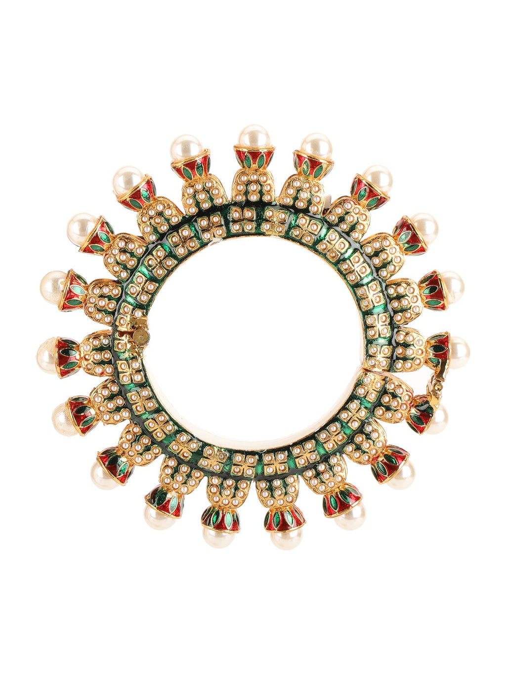 Oversized Pearl Meenakari Handcrafted Heavy Bangles (set of 2) - Ruby Raang | Grocsy
