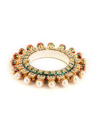 Oversized Pearl Meenakari Handcrafted Heavy Bangles (set of 2) - Ruby Raang | Grocsy