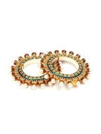 Oversized Pearl Meenakari Handcrafted Heavy Bangles (set of 2) - Ruby Raang | Grocsy