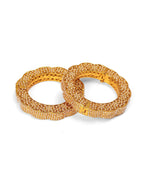 Golden Pearl Handcrafted Heavy Bangles (set of 2) - Ruby Raang | Grocsy