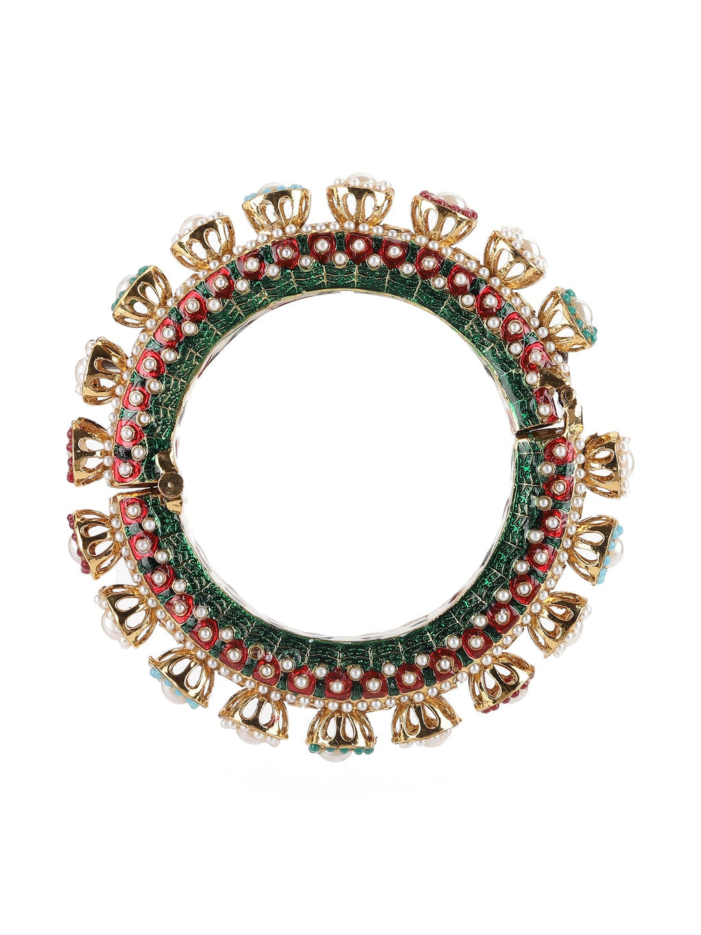 Multi Meenakari Handcrafted Heavy Bangles (set of 2) - Ruby Raang | Grocsy