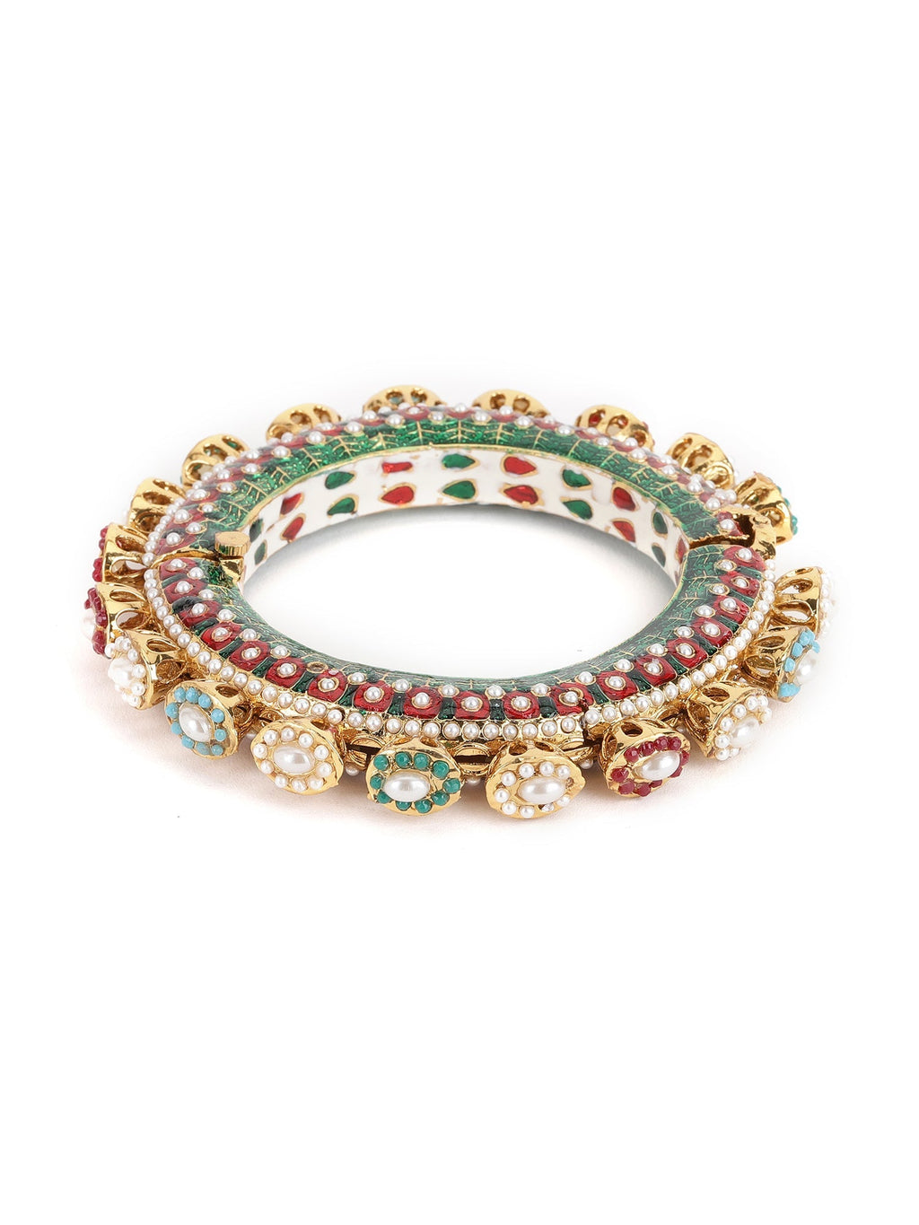 Multi Meenakari Handcrafted Heavy Bangles (set of 2) - Ruby Raang | Grocsy