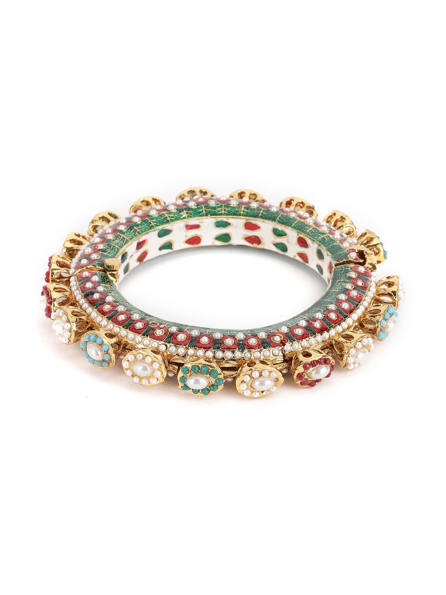 Multi Meenakari Handcrafted Heavy Bangles (set of 2) - Ruby Raang | Grocsy
