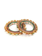 Multi Meenakari Handcrafted Heavy Bangles (set of 2) - Ruby Raang | Grocsy