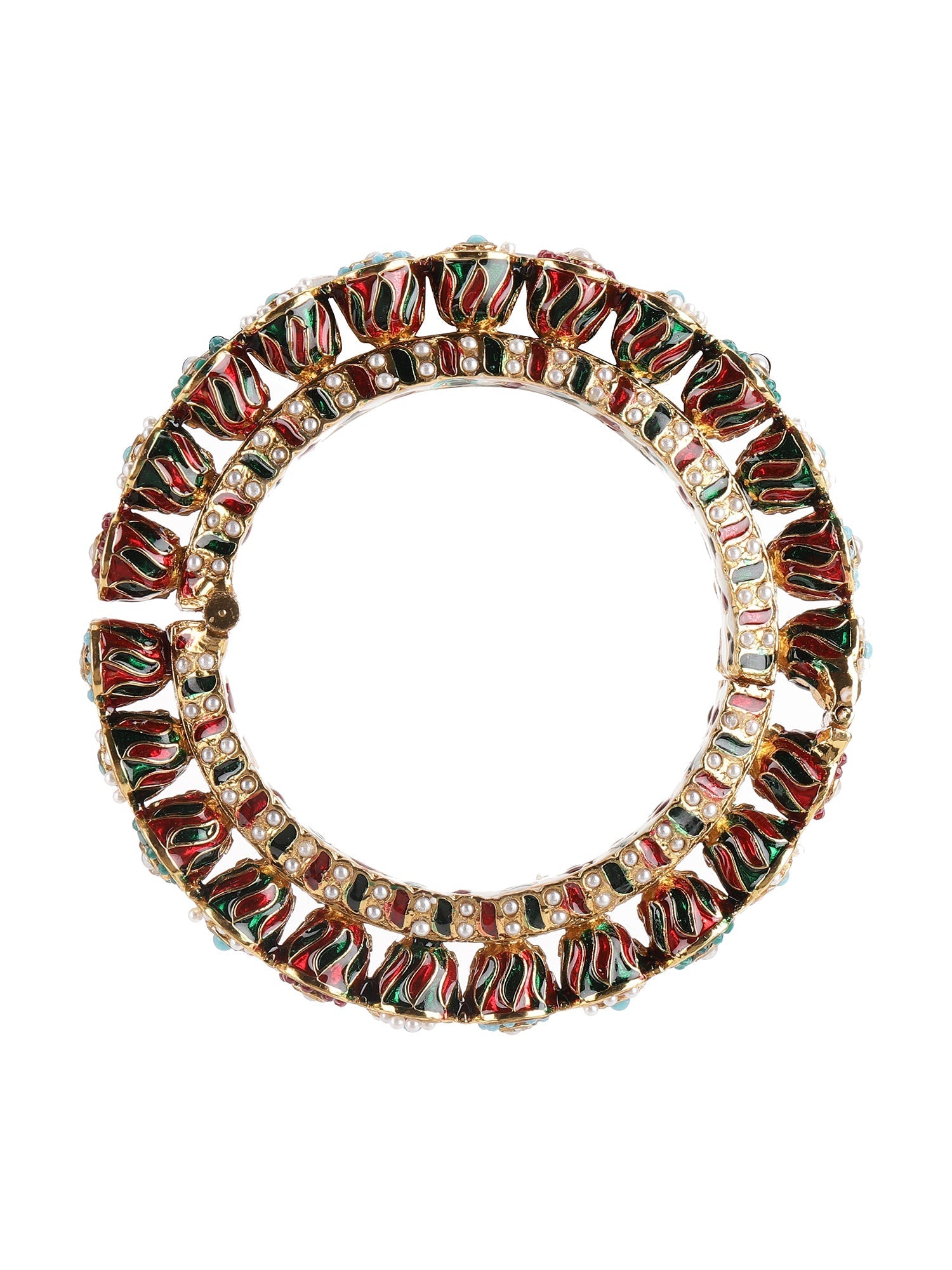 Handcrafted Heavy Bangles (set of 2) - Ruby Raang | Grocsy
