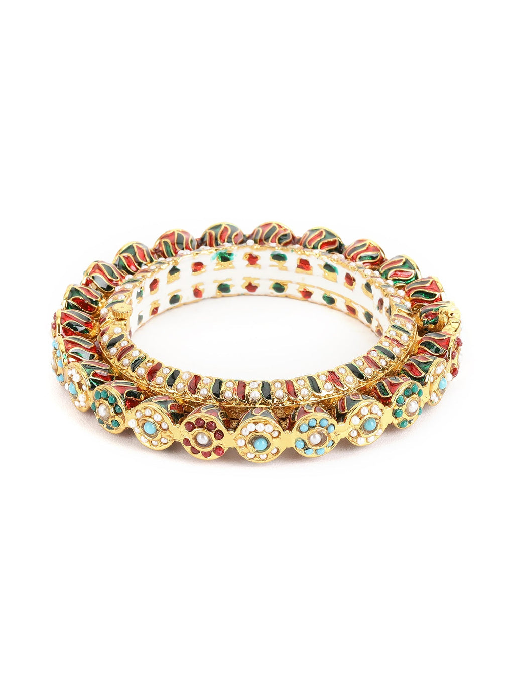 Handcrafted Heavy Bangles (set of 2) - Ruby Raang | Grocsy