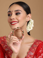 Rajwada Red - Green Hues Handcrafted Heavy Bangle - Ruby Raang | Grocsy