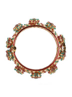 Rajwada Red - Green Hues Handcrafted Heavy Bangle - Ruby Raang | Grocsy