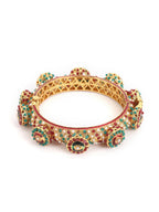 Rajwada Red - Green Hues Handcrafted Heavy Bangle - Ruby Raang | Grocsy