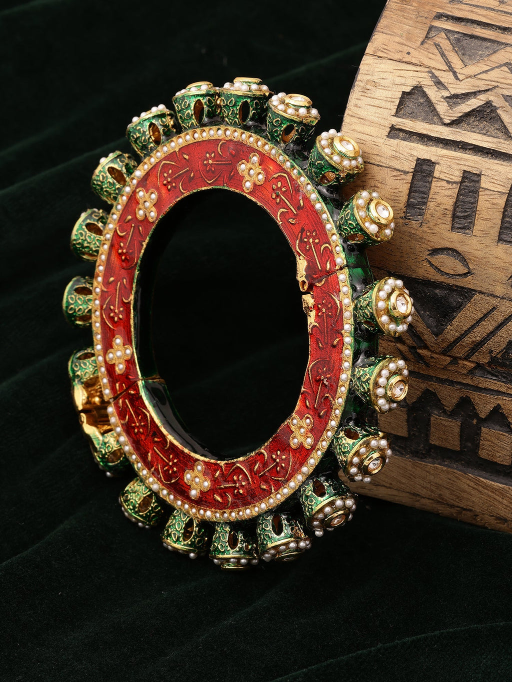 Meenakari Handcrafted Heavy Bangle - Ruby Raang | Grocsy
