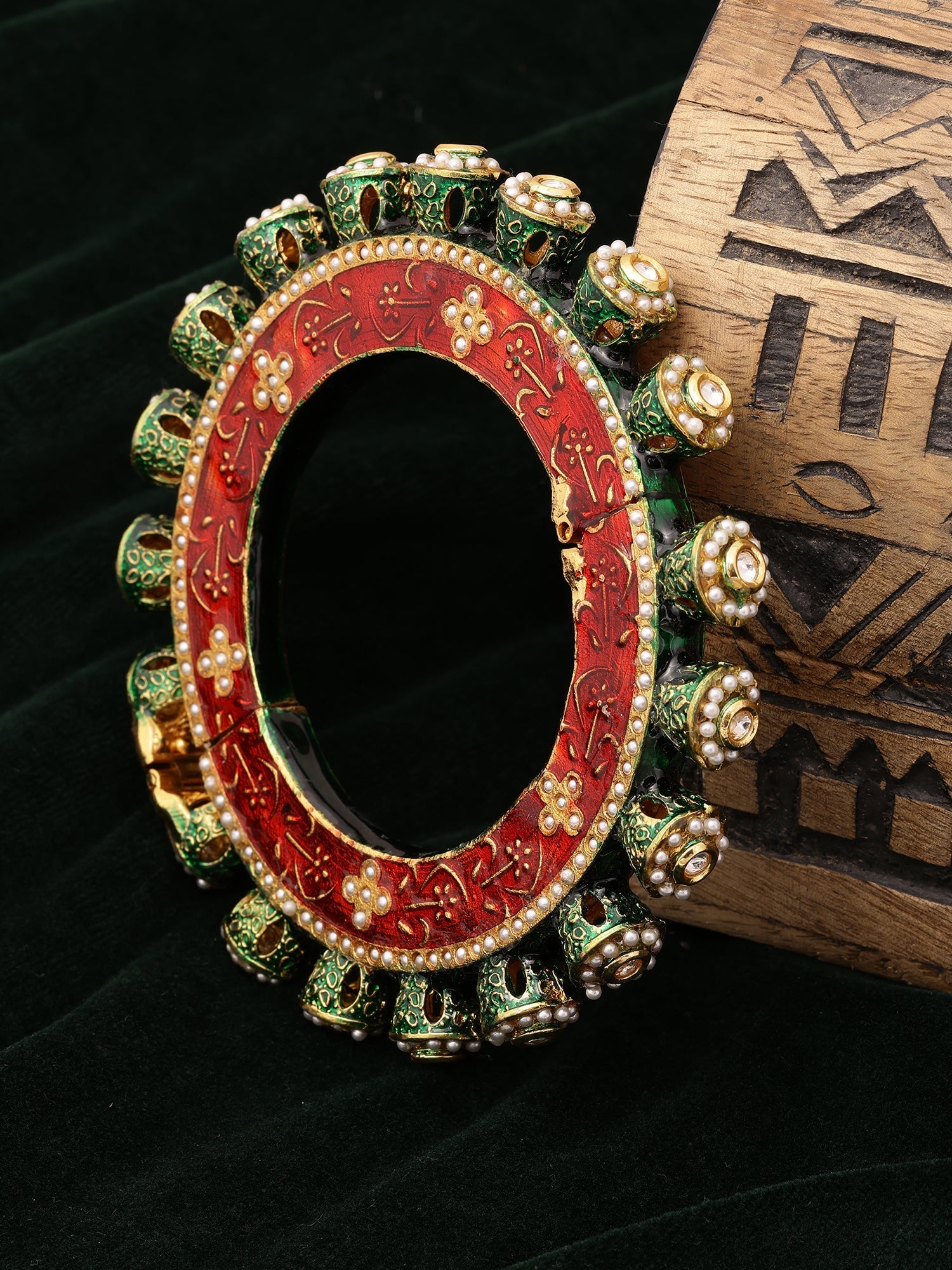 Meenakari Handcrafted Heavy Bangle - Ruby Raang | Grocsy