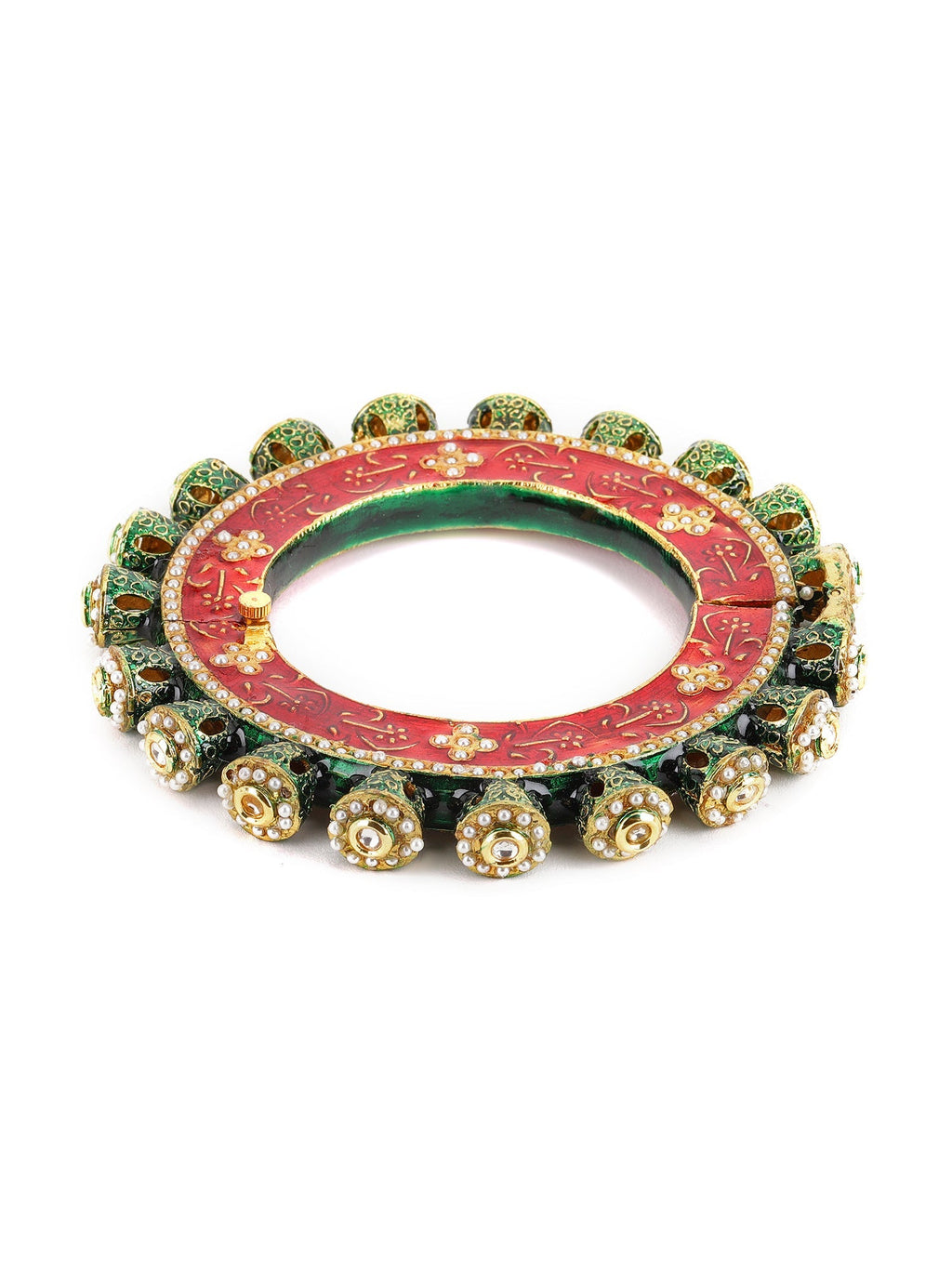 Meenakari Handcrafted Heavy Bangle - Ruby Raang | Grocsy