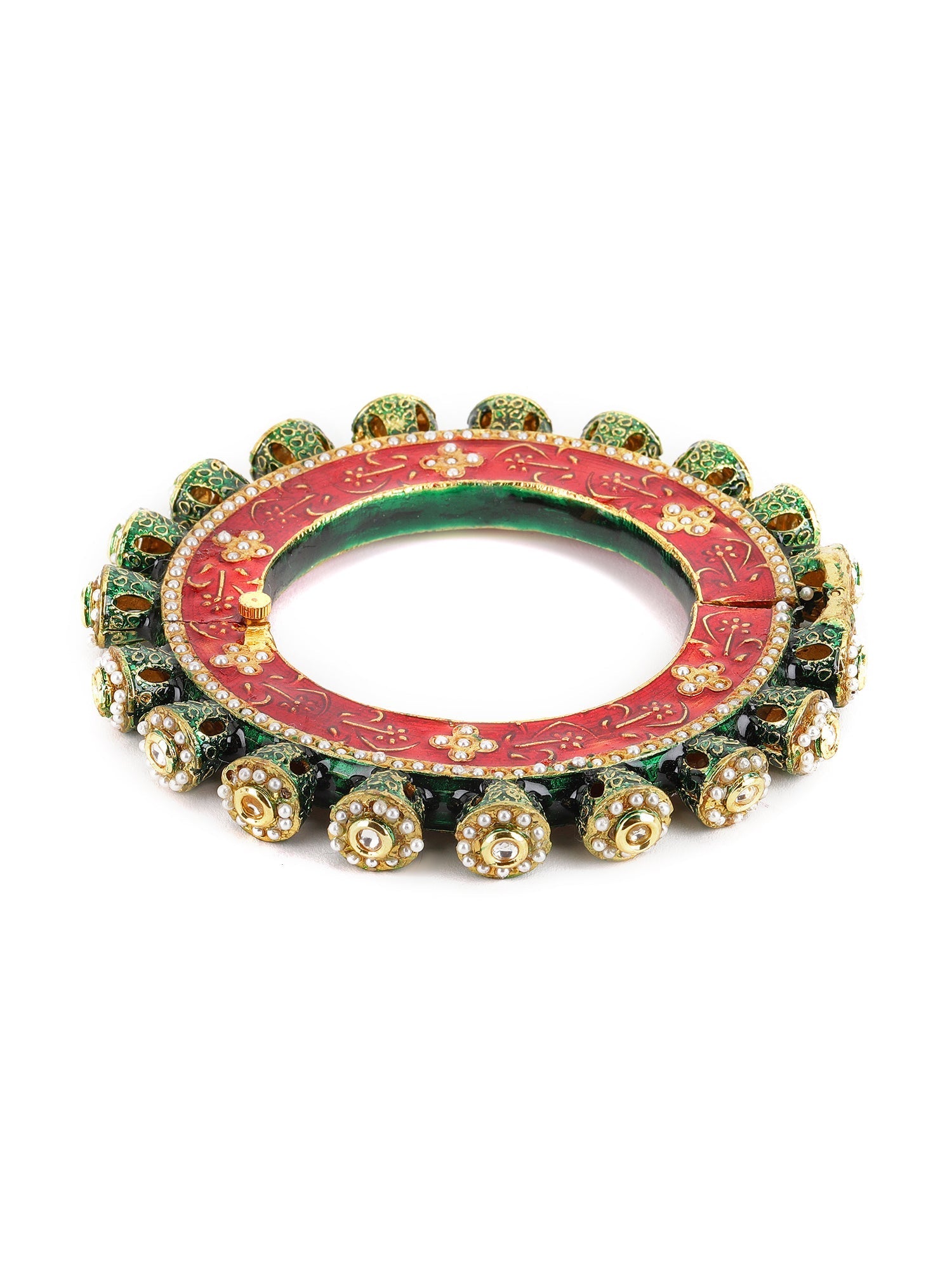 Meenakari Handcrafted Heavy Bangle - Ruby Raang | Grocsy