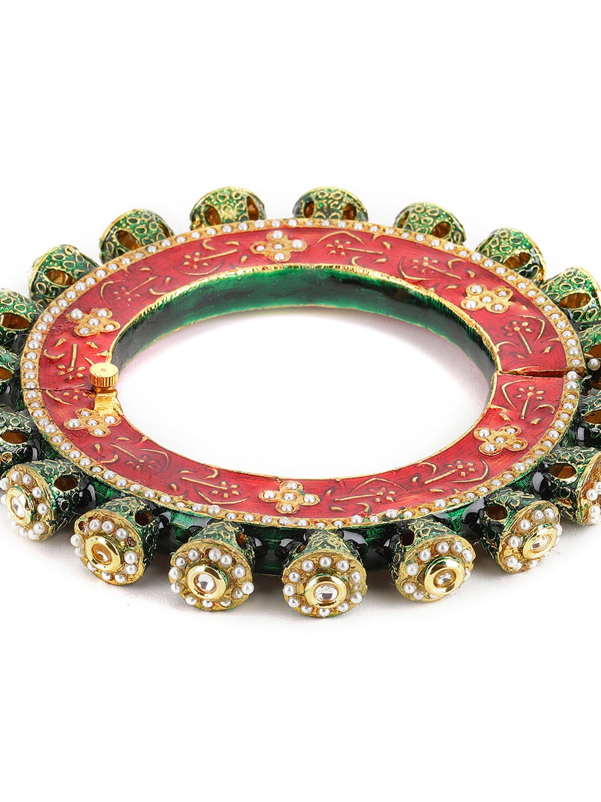 Meenakari Handcrafted Heavy Bangle - Ruby Raang | Grocsy