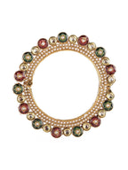 Pearl Meenakari Handcrafted Heavy Bangle - Ruby Raang | Grocsy