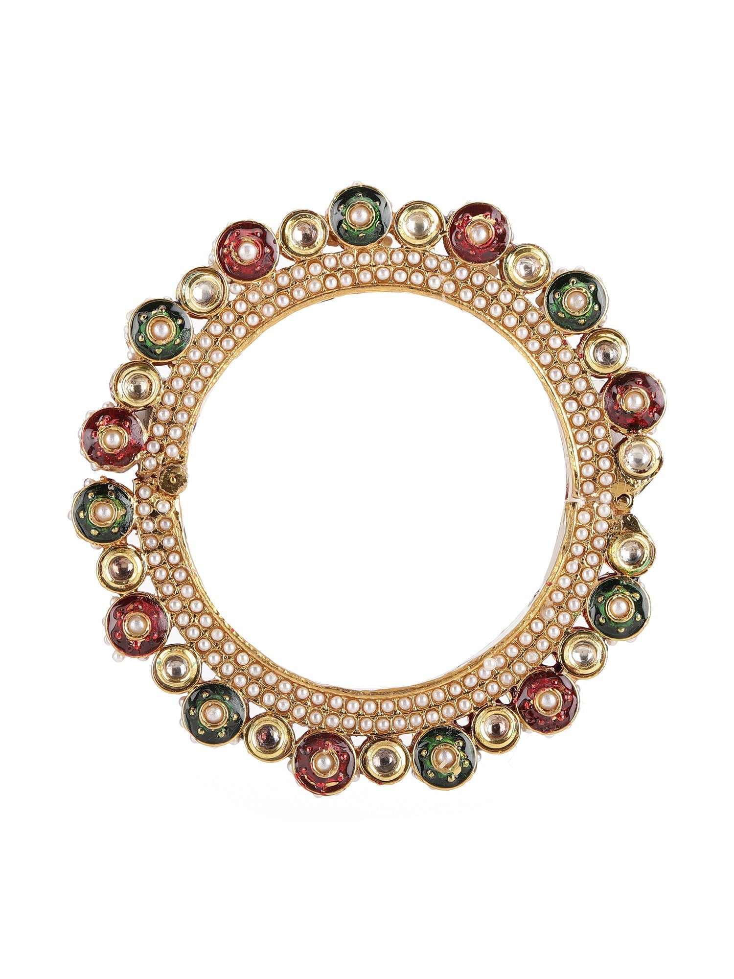 Pearl Meenakari Handcrafted Heavy Bangle - Ruby Raang | Grocsy