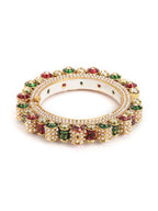 Pearl Meenakari Handcrafted Heavy Bangle - Ruby Raang | Grocsy