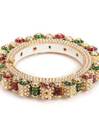 Pearl Meenakari Handcrafted Heavy Bangle - Ruby Raang | Grocsy