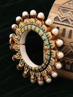 Oversized Pearl Meenakari Handcrafted Heavy Bangle - Ruby Raang | Grocsy