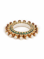 Oversized Pearl Meenakari Handcrafted Heavy Bangle - Ruby Raang | Grocsy