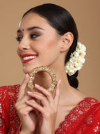 Golden Pearl Handcrafted Heavy Bangle - Ruby Raang