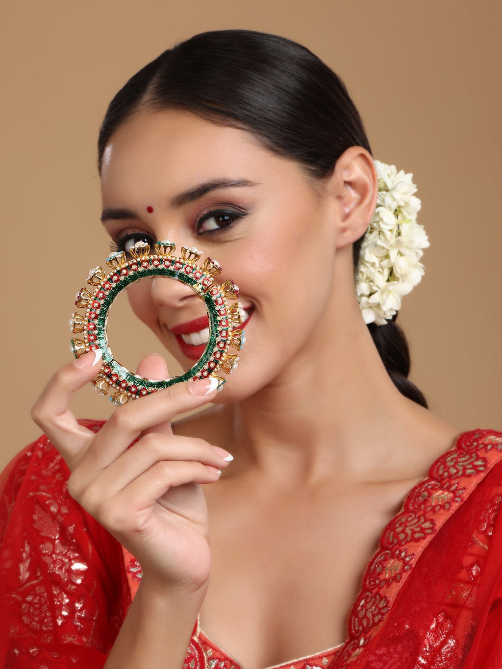 Multi Meenakari Handcrafted Heavy Bangle - Ruby Raang | Grocsy