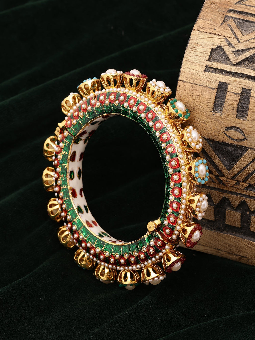 Multi Meenakari Handcrafted Heavy Bangle - Ruby Raang | Grocsy