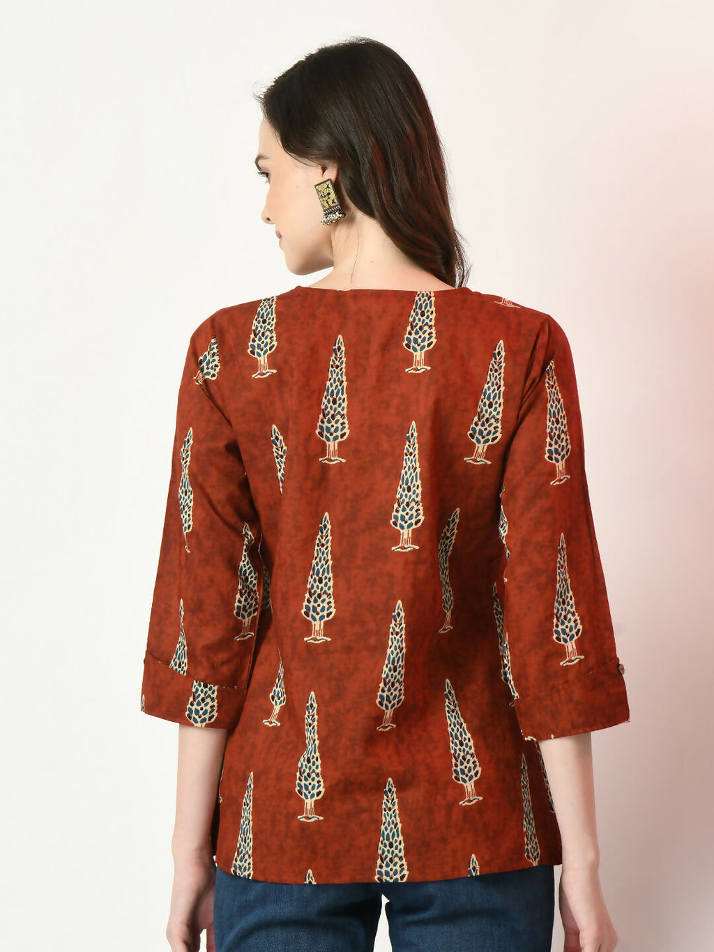Myshka Women's Rust Printed Top | Grocsy