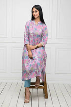 Myshka Women Multi Floral Rayon A-Line Round Neck Kurtas | Grocsy