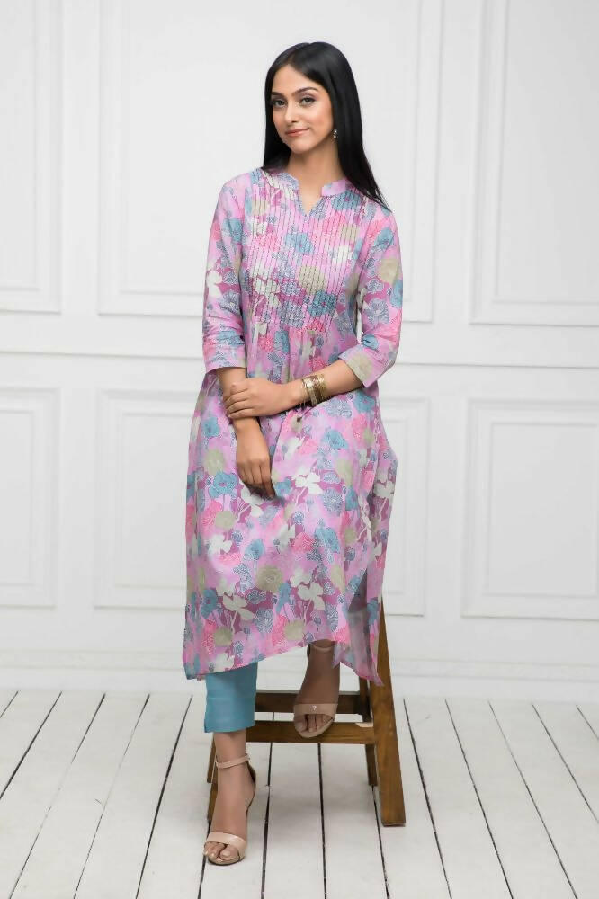 Myshka Women Multi Floral Rayon A-Line Round Neck Kurtas | Grocsy