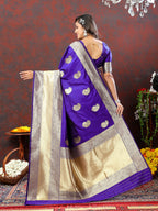 Lorenvalley Fashion Purple Soft Silk Woven Design Gold Zari Weaving Saree | Grocsy