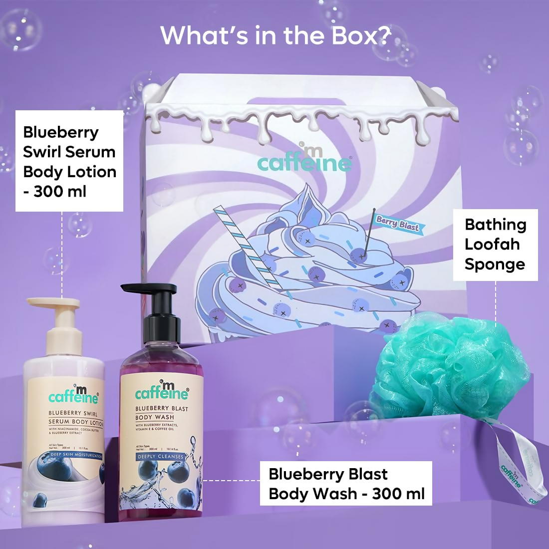 mCaffeine Blueberry Escape Bath & Body Gift Kit Set | Grocsy